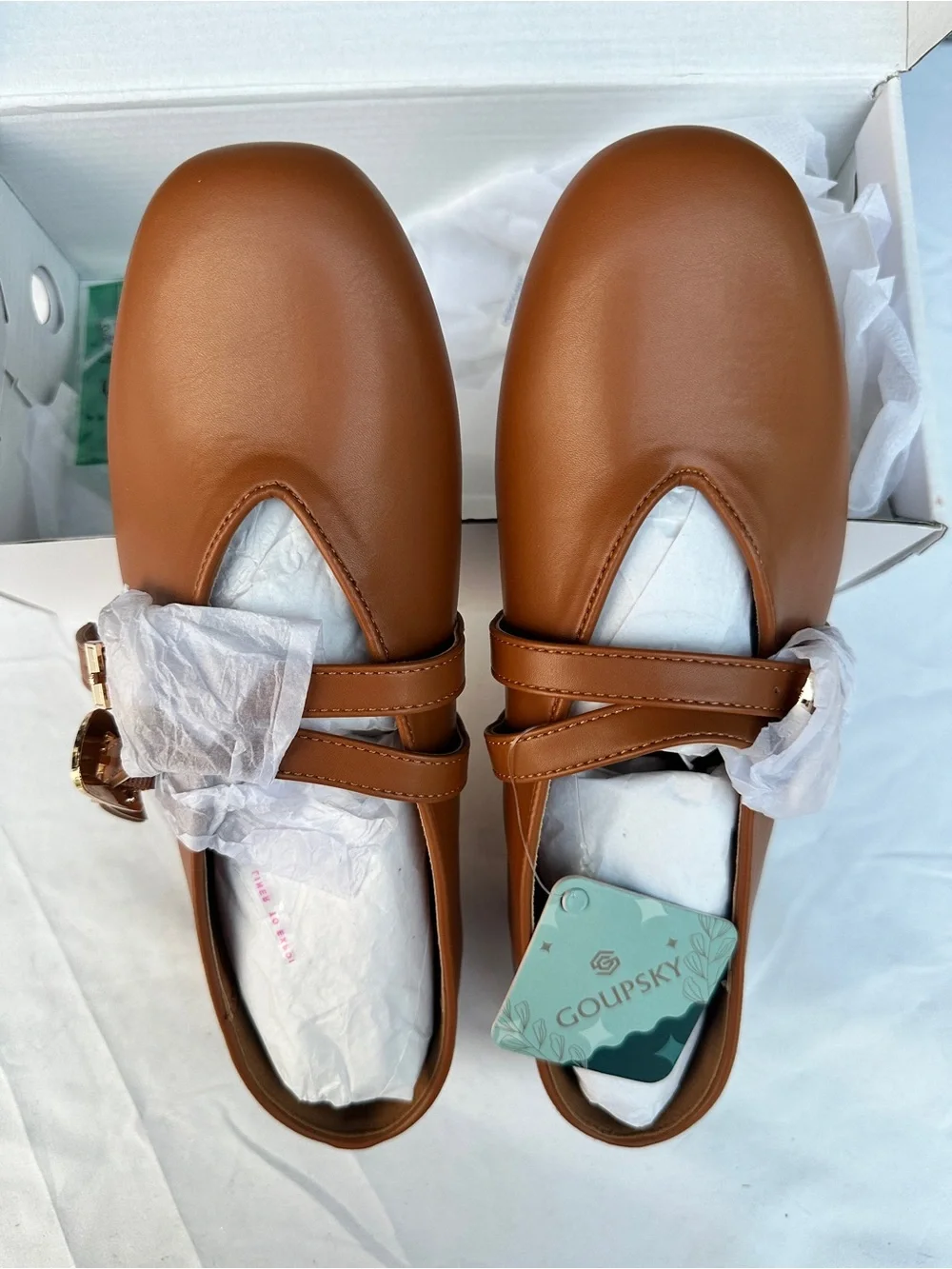 Brown Mary Jane Flats GOUPSKY Women’s Size 8 NIB